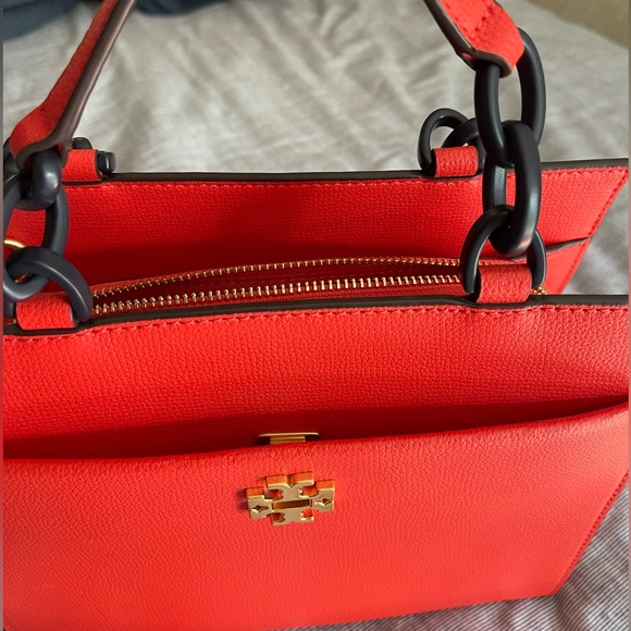 Tory Burch Kira Leather Small Tote Crossbody Bag In Poppy Red - Picture 12 of 14